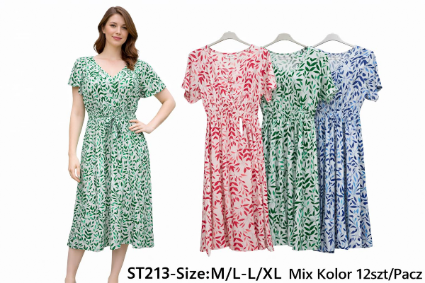 Sukienki damskie Roz M/L-L/XL, Mix Kolor .Paczka 12 szt